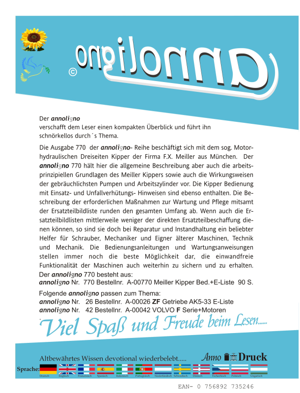 F.X. Meiller Motor- Hydraulik Kipper/Dreiseitenkipper Bild –Beschreibung & Wartungsanweisung & Bild- Ersatzteilliste - annoligno 770